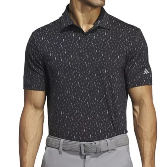 adidas Other - Adidas Men's Ultimate Polo Shirt in black with a feather Pattern, Size L, NWT